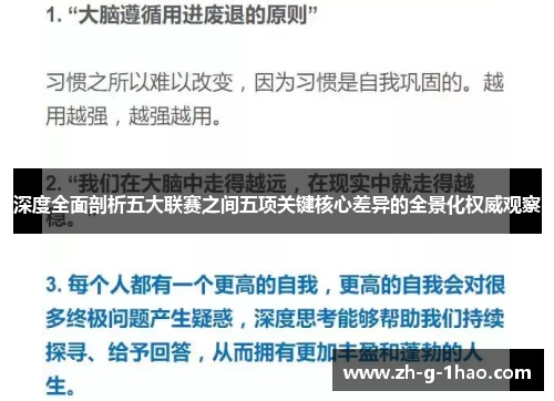 深度全面剖析五大联赛之间五项关键核心差异的全景化权威观察